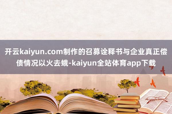 开云kaiyun.com制作的召募诠释书与企业真正偿债情况以火去蛾-kaiyun全站体育app下载